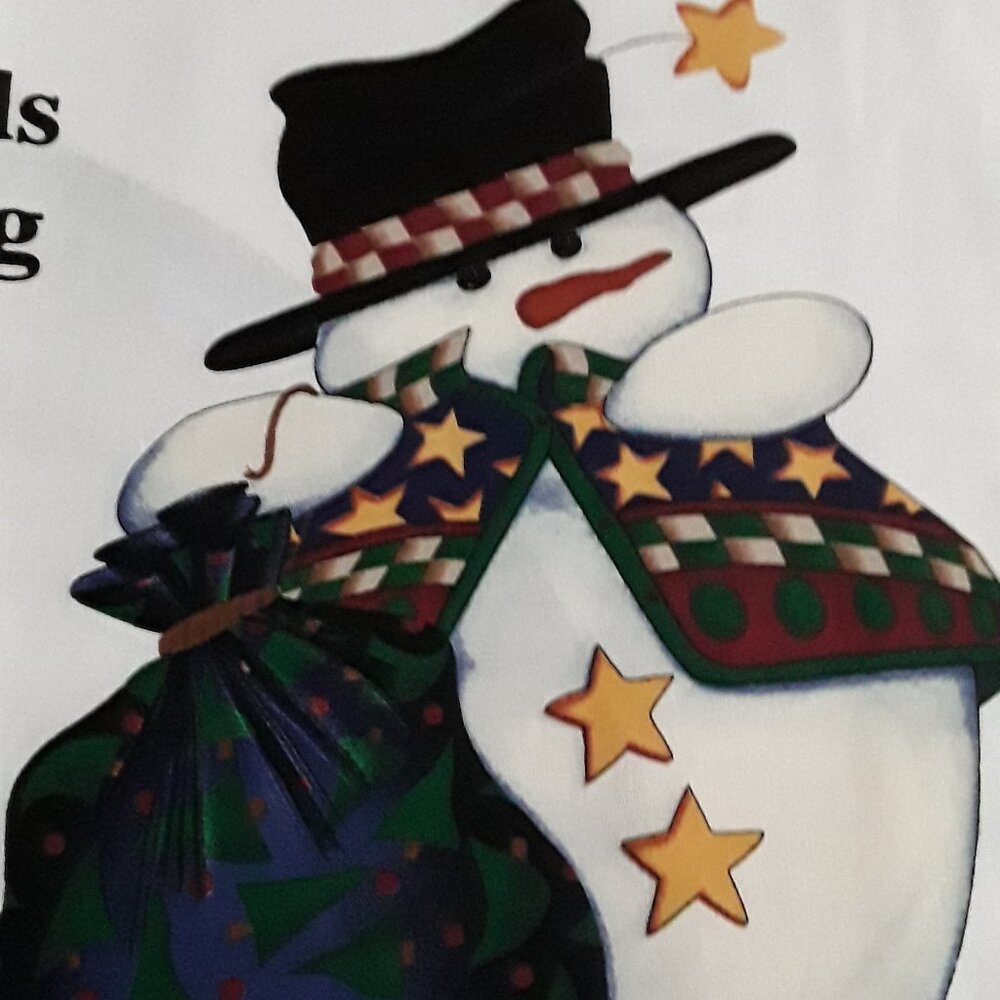 Vintage Frosty Friends Snowman Fabric Panel Wall Hanging by Leslie Beck